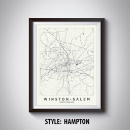 Winston-Salem Nc Map Art Print Roadways & Waterways - thumbnail 4