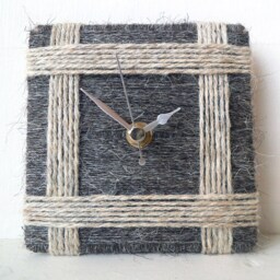 Charcoal Grey Desk Clock/Small Wall Dark & Light - 100% British Pure Herdwick Wool Yarn - thumbnail 2