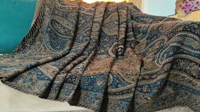 Luxury Boiled Pure Merino Wool Reversible Sofa Or Bed Throws - Ultimate Comfort & Style- Classic Indian Abstract Print - image 1