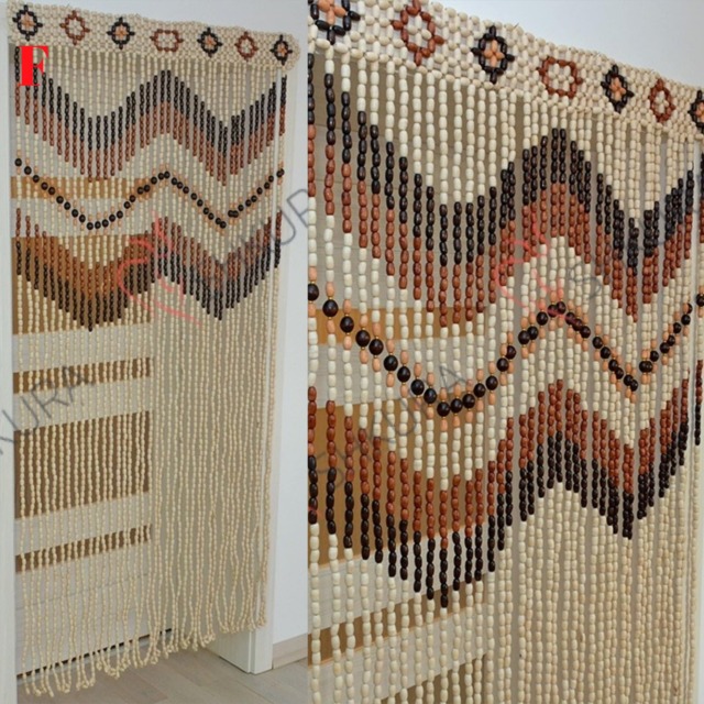 Handmade Wood Bead Door Curtain Bohemian Decor - image 1
