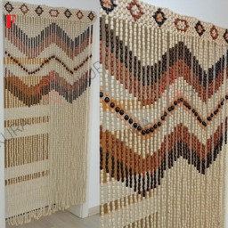 Handmade Wood Bead Door Curtain Bohemian Decor - thumbnail 1