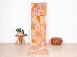 Moroccan Runner Rug 2x10 Ft, Vintage Berber Runner, Handwoven Wool Rug, Tribal Bohemian Hallway 70x312 cm - thumbnail 1