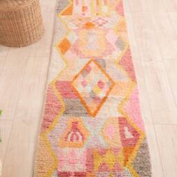 Moroccan Runner Rug 2x10 Ft, Vintage Berber Runner, Handwoven Wool Rug, Tribal Bohemian Hallway 70x312 cm - thumbnail 2