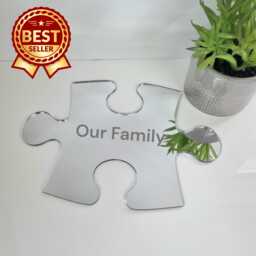 Acrylic Mirror Puzzle Piece Wall Art Personalized Engraving