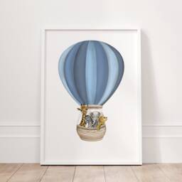 Safari Animal Prints Set Blue Rainbow Nursery Decor - thumbnail 3