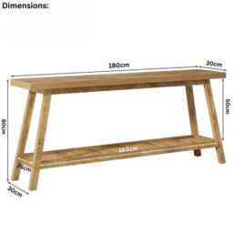 Console Table 180 cm 2-Tier Narrow Sofa Table Entryway Living Room Rustic Wooden Storage - thumbnail 4