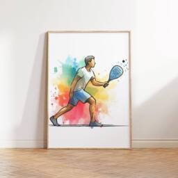 Pickleball Poster Print Set - 3 Prints - Wall Art Gifts Padel Gift Kids Watercolour Paddleball Decor Boys Bedroom Artwork - thumbnail 3