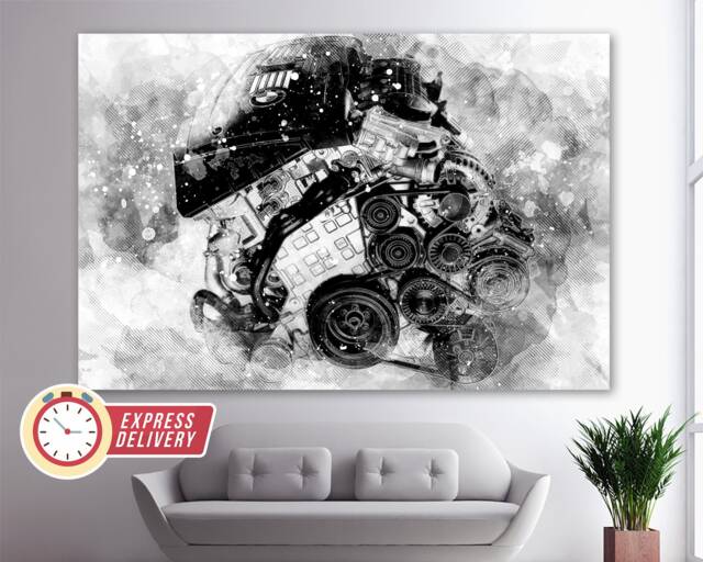 Bmw Engine Canvas Art, Mechanic Gift, Car Service Decor, Wall Print, Bmw Fan Engineer Decor - image 1