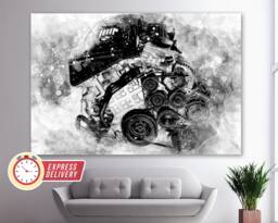 Bmw Engine Canvas Art, Mechanic Gift, Car Service Decor, Wall Print, Bmw Fan Engineer Decor - thumbnail 1
