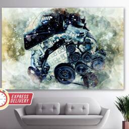 Bmw Engine Canvas Art, Mechanic Gift, Car Service Decor, Wall Print, Bmw Fan Engineer Decor - thumbnail 2