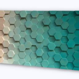 Reclaimed Wood Hexagon Wall Art - Turquoise Geometric Decor - thumbnail 4