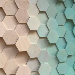 Reclaimed Wood Hexagon Wall Art - Turquoise Geometric Decor - thumbnail 2
