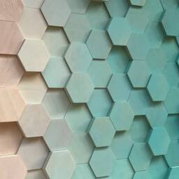Reclaimed Wood Hexagon Wall Art - Turquoise Geometric Decor - thumbnail 3