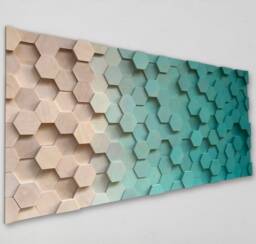 Reclaimed Wood Hexagon Wall Art - Turquoise Geometric Decor - thumbnail 1