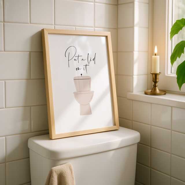 Put A Lid On It - Bathroom Print Prints Pee Wall Art Funny Decor Toilet Seat - image 1