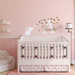 Elephant Nursery Wall Decal Personalized Name Monogram Ww192 - thumbnail 1