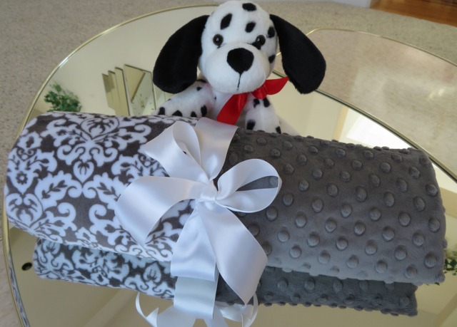 Personalized Gray Damask Minky Baby Boy Blanket, Shower Gift, Usa Handcrafted - image 1