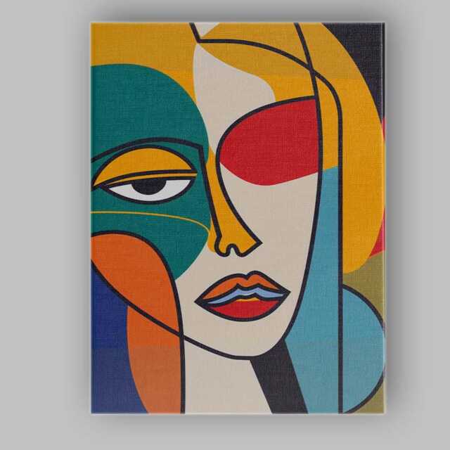 Abstract Colour Block Cubist Woman Portrait Canvas Wall Art Print Decor Picture Ready To Hang - image 1