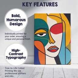 Abstract Colour Block Cubist Woman Portrait Canvas Wall Art Print Decor Picture Ready To Hang - thumbnail 2