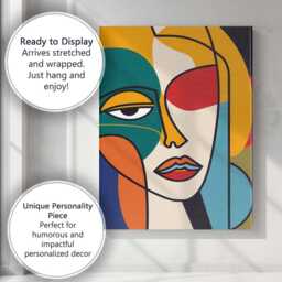 Abstract Colour Block Cubist Woman Portrait Canvas Wall Art Print Decor Picture Ready To Hang - thumbnail 3