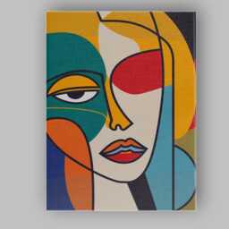 Abstract Colour Block Cubist Woman Portrait Canvas Wall Art Print Decor Picture Ready To Hang - thumbnail 1