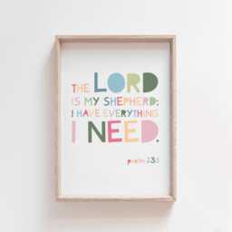 The Lord Is My Shepherd Print, Christian Wall Art, Rainbow Girls Bedroom Decor, Toddler Bedroom, Christening Gift, Baptism Gift - thumbnail 2