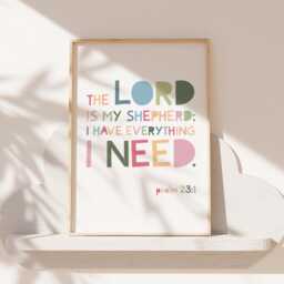 The Lord Is My Shepherd Print, Christian Wall Art, Rainbow Girls Bedroom Decor, Toddler Bedroom, Christening Gift, Baptism Gift - thumbnail 1