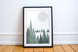 Scandinavian Art Poster/Mountain Scandi Decor Minimalist Nordic Print Wall Pastel Coloured - thumbnail 1