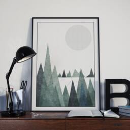 Scandinavian Art Poster/Mountain Scandi Decor Minimalist Nordic Print Wall Pastel Coloured - thumbnail 3