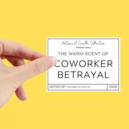 Coworker Betrayal Scented Candle, Funny Leaving Gift, ??? - thumbnail 2