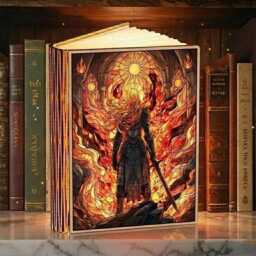 Aelin Fireheart Book Lamp , Throne Of Glass Sarah J Maas Fantasy Wooden Night Light, Bookshelf Insert Decor Gift - thumbnail 4