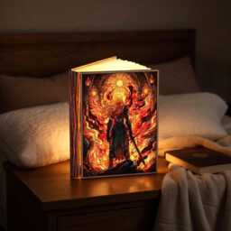 Aelin Fireheart Book Lamp , Throne Of Glass Sarah J Maas Fantasy Wooden Night Light, Bookshelf Insert Decor Gift