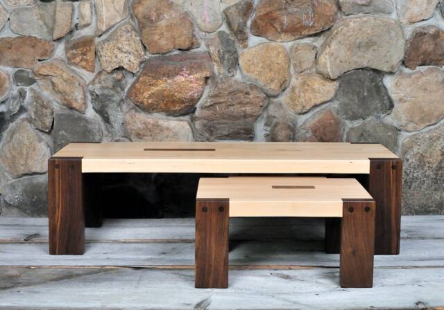 Step Stool in Walnut & Maple Wood, Contemporary Mission Style - image 1