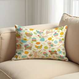 Easter Animal Cushion Cover, Cute Bunny Egg Throw Pillowcase, Spring Kids Room Sofa Case - thumbnail 3