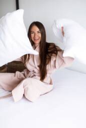 Bedding Set From Natural Soft Organic Muslin. Flat Sheet . Boho Comforter Cover Full Fitted Bed Clothing. Linen Bed Sheet - thumbnail 1