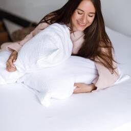 Bedding Set From Natural Soft Organic Muslin. Flat Sheet . Boho Comforter Cover Full Fitted Bed Clothing. Linen Bed Sheet - thumbnail 3