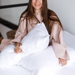 Bedding Set From Natural Soft Organic Muslin. Flat Sheet . Boho Comforter Cover Full Fitted Bed Clothing. Linen Bed Sheet - thumbnail 2