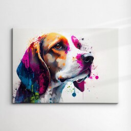 Beagle Abstract Dog Pet Animal Painting Splatter Wall Art, Framed Canvas Poster Print, Home Kitchen Office Room Decor, Family Gifts - thumbnail 3