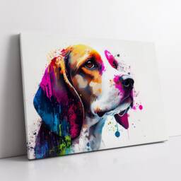Beagle Abstract Dog Pet Animal Painting Splatter Wall Art, Framed Canvas Poster Print, Home Kitchen Office Room Decor, Family Gifts - thumbnail 2