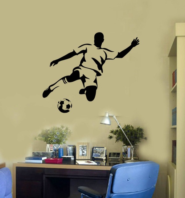 Soccer Player Vinyl Wall Decal Sport Ball Boy Room Decor Art Stickers Mural - #2613Di - image 1