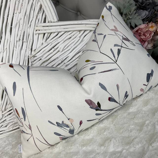 Nerine Blue White Leaf Cushion Cover - 12x20 Scatter Pillow Case For Sofa Or Bed Designer John Lewis Partners Cotton Fabric - image 1