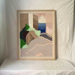 Afrocentric Fine Art, Black Owned Handwoven Wabi-Sabi Tapestry Framed 3D Textile Neutral Tones - thumbnail 3
