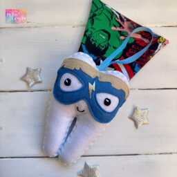 Personalized Boys Superhero Tooth Fairy Pillow , Choose The Mask & Hair Colour - thumbnail 1