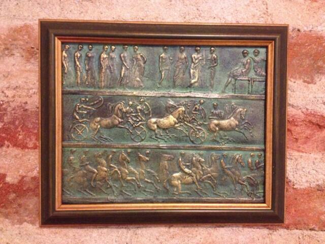 Handmade Bronze Plaque Bas Relief Ancient Frieze Wall Sculpture - image 1