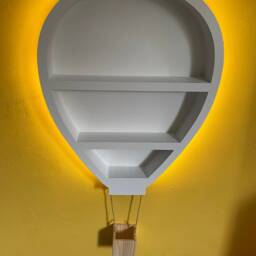 Children's Bedroom Wooden Balloon Led Shelf Light Up Hanging Nursery Storage Wall Shelves Shelving Kids - thumbnail 3