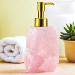 Rose Quartz Soap Dispenser Crystal Bathroom Decor With Gold Pump - thumbnail 2