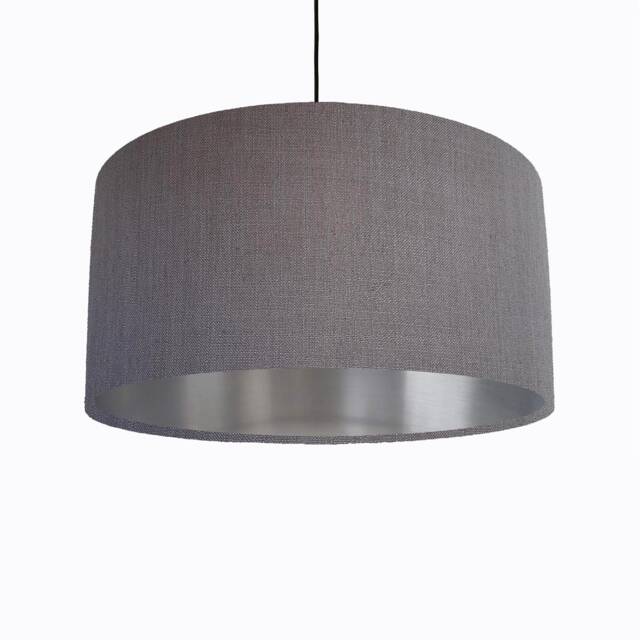 Grey Lampshade in Linen With Silver Lining - image 1