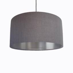 Grey Lampshade in Linen With Silver Lining - thumbnail 1