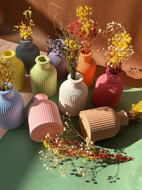 Concrete Mini Vase Scandinavian Hygge Home Decor, Dried Flower Holder, Hotel Decor - image 1