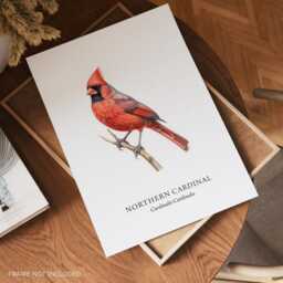 Northern Cardinal Bird, Bird Prints, Red Cardinal, Garden Birds, Lover Gift, Watching, Illustration, Wall Decor - thumbnail 2